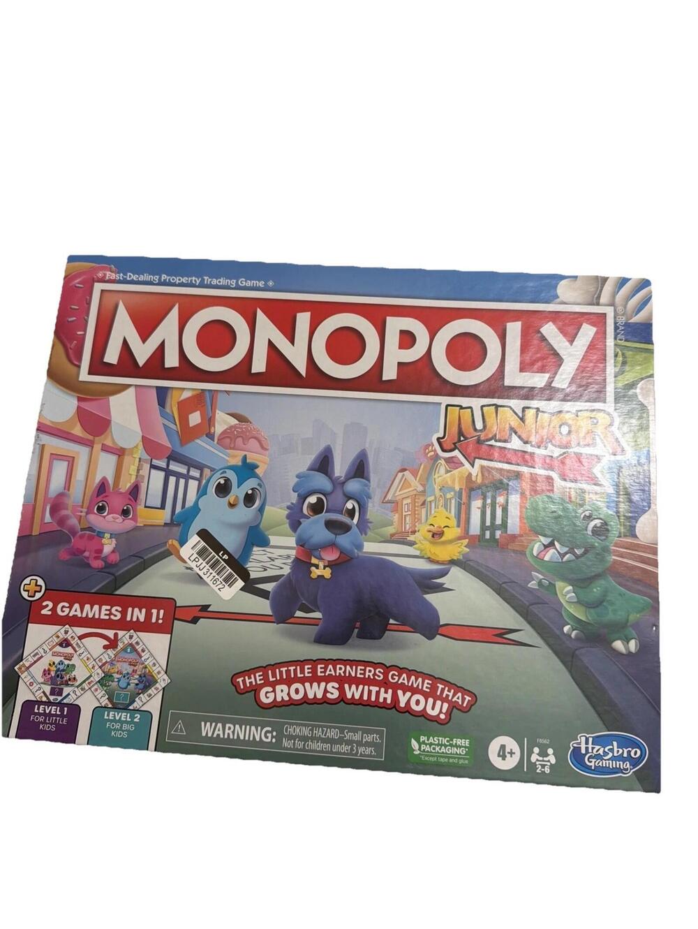Hasbro Monopoly Junior Board Game, 2 Sided Gameboard, 2 Games in 1 New